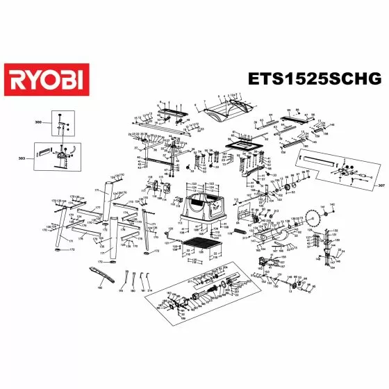 Ryobi ETS1525SCHG Spare Parts List Type: 5133000700